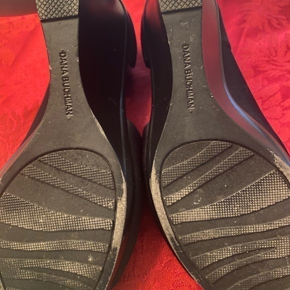 Dana Buchman Pira Black Wedge Heel. 6M. Open toe women shoe. Textile/ leather - Picture 6 of 7